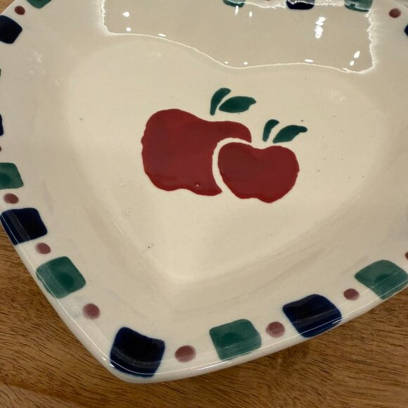 VTG Country Apple Heart Shaped Stoneware Serving Dish - Picture 2 of 4